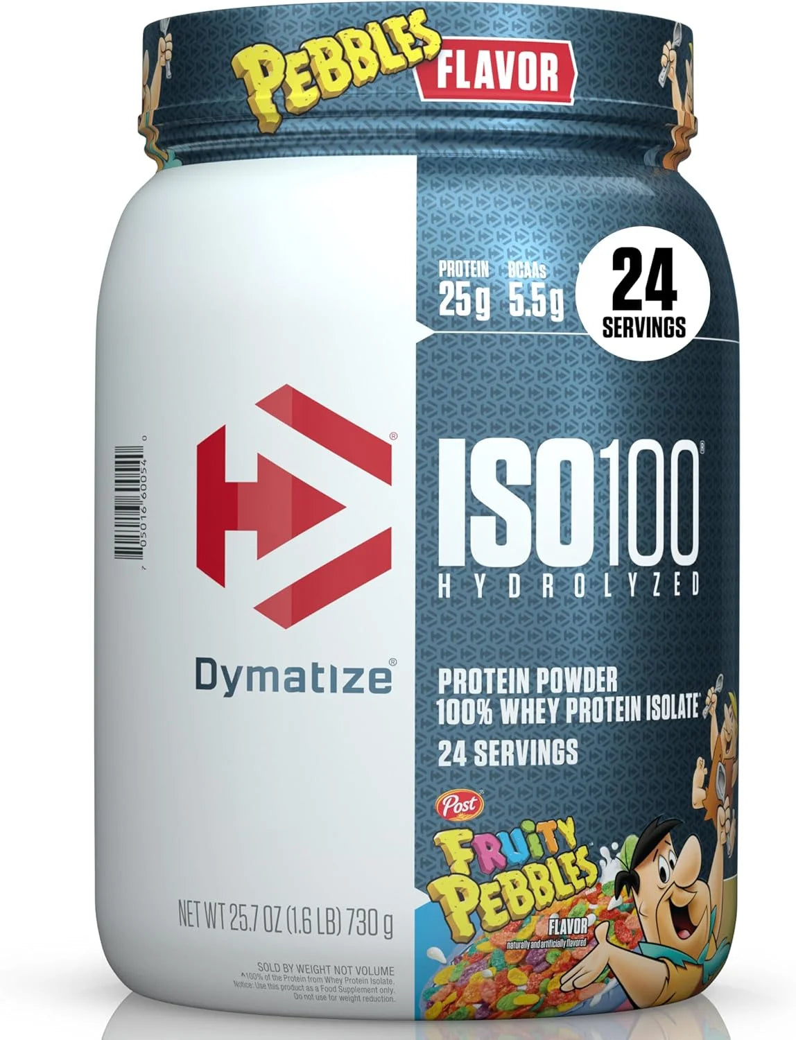 Dymatize x Fruity Pebbles ISO100 Whey Protein Powder Isolate, 25g of Protein, 20 Servings, 5.5g BCAAs, 120 Cal., Gluten Free, 1g Fat, 1g Sugar, 2g Carb (24 Servings) Main image