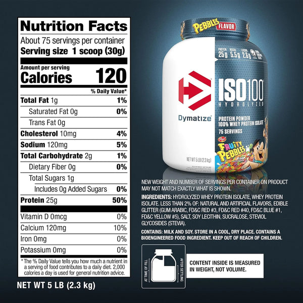 Dymatize ISO100 Protein Powder, 100% Whey Isolate, Cocoa Pebbles