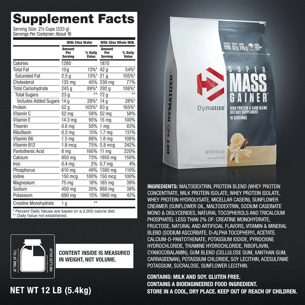 Dymatize Super Mass Gainer 52g Protein Powder, Rich Chocolate, 6 lb