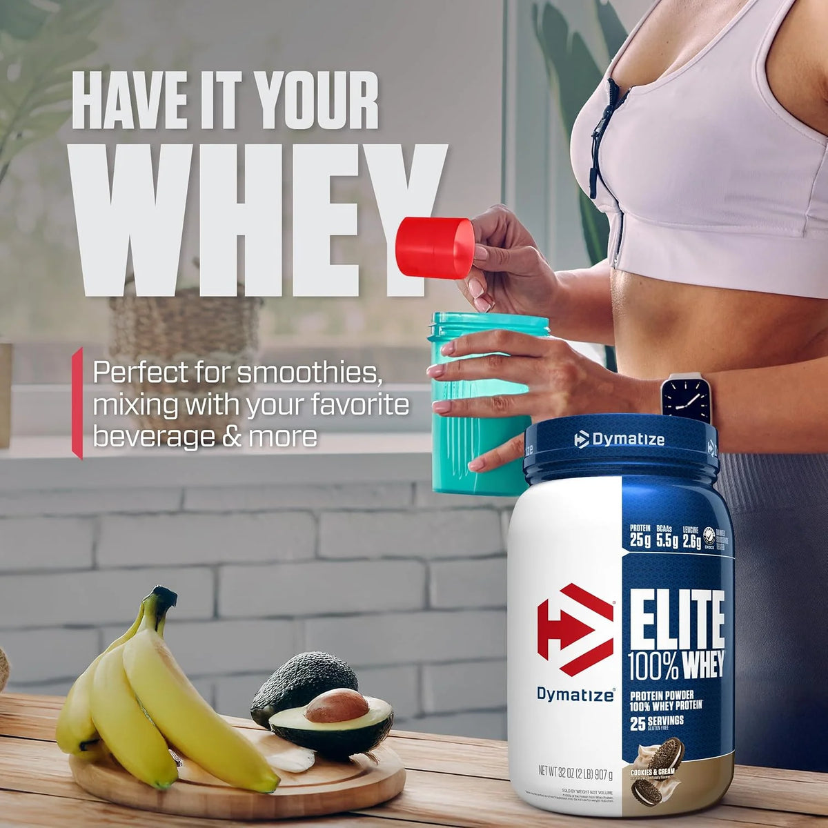 Dymatize Elite WHEY 25g Protein Powder, Cookies & Cream, 63 Servings