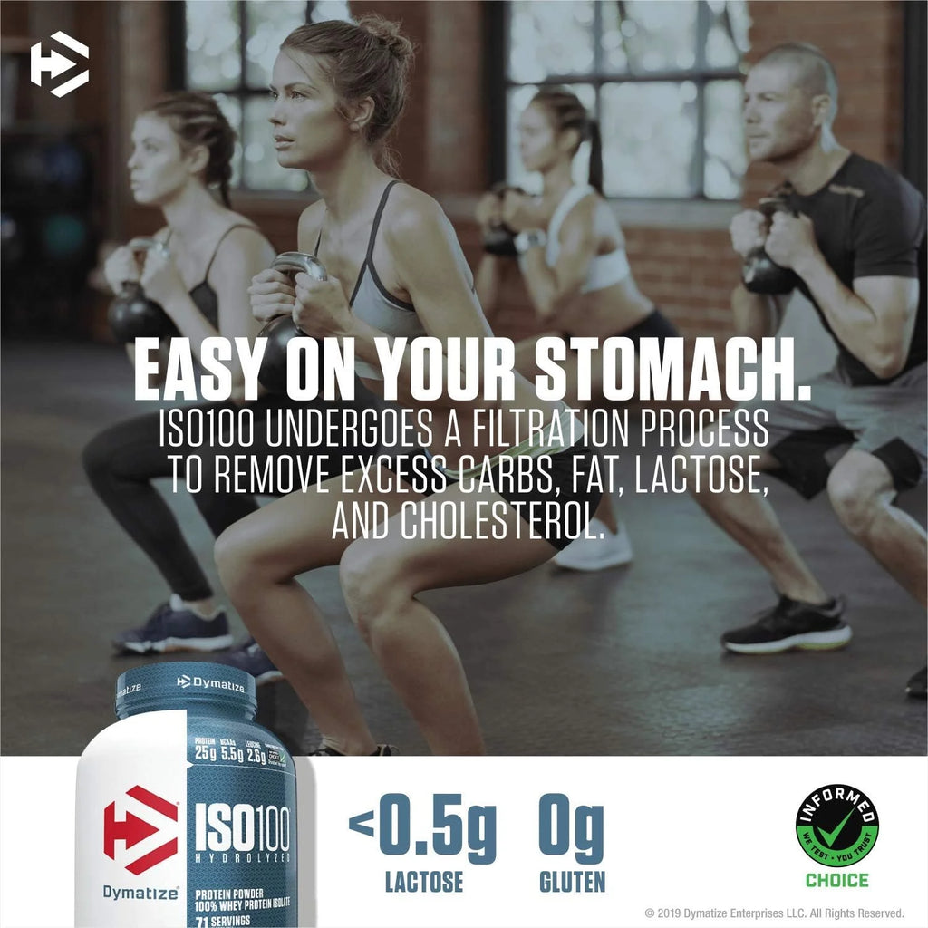 Dymatize ISO100 Hydrolyzed Protein Powder, 100% Whey Isolate Protein, 25g of Protein, 5.5g BCAAs, Gluten Free, Fast Absorbing, Easy Digesting, Cookies and Cream, 1.6 Pound