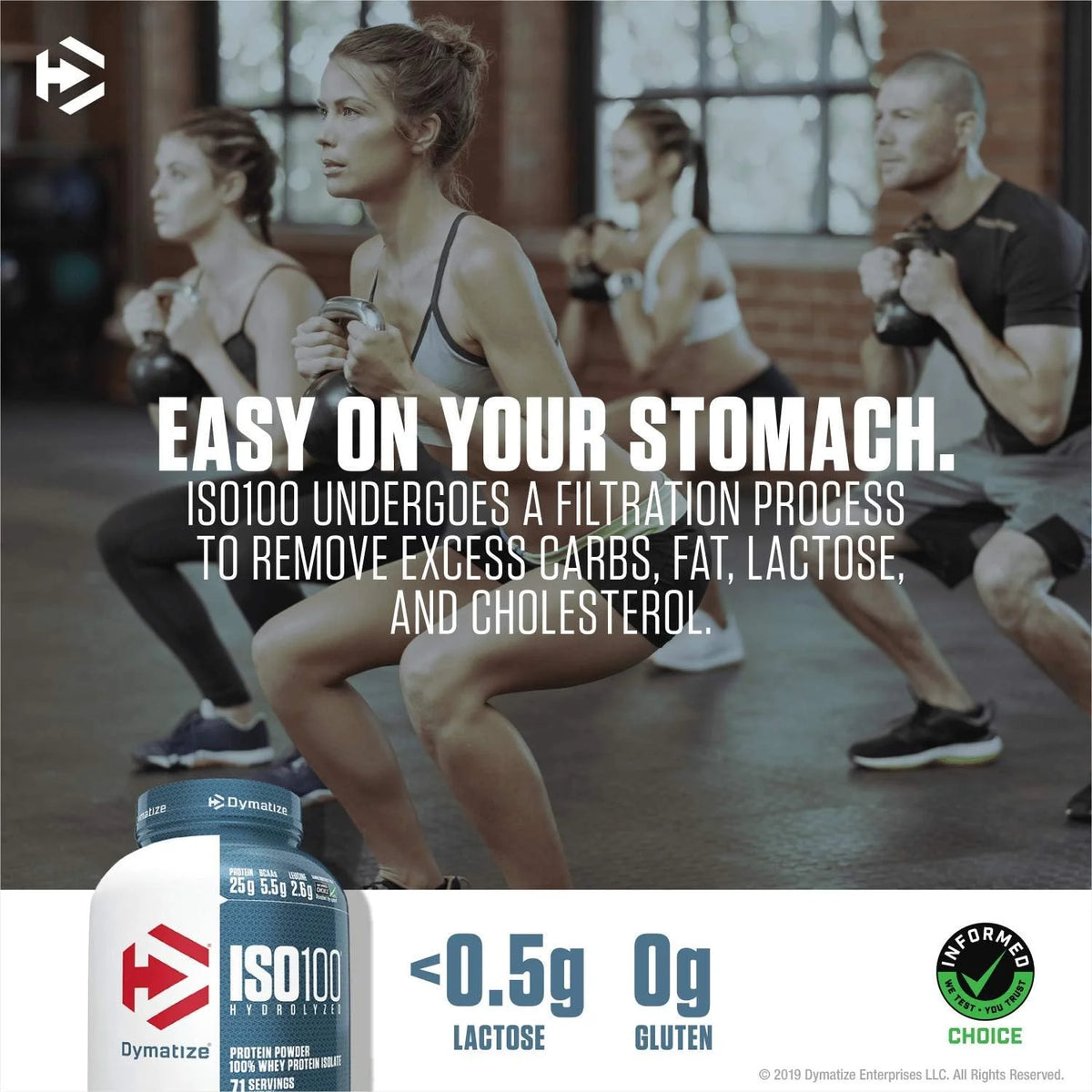 Dymatize ISO100 Hydrolyzed Protein Powder, 100% Whey Isolate Protein, 25g of Protein, 5.5g BCAAs, Gluten Free, Fast Absorbing, Easy Digesting, Cookies and Cream, 1.6 Pound