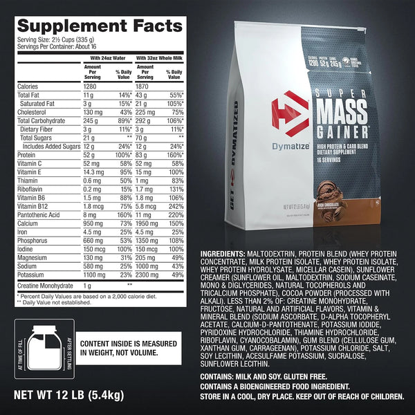 Dymatize Super Mass Gainer 52g Protein Powder, Rich Chocolate, 6 lb