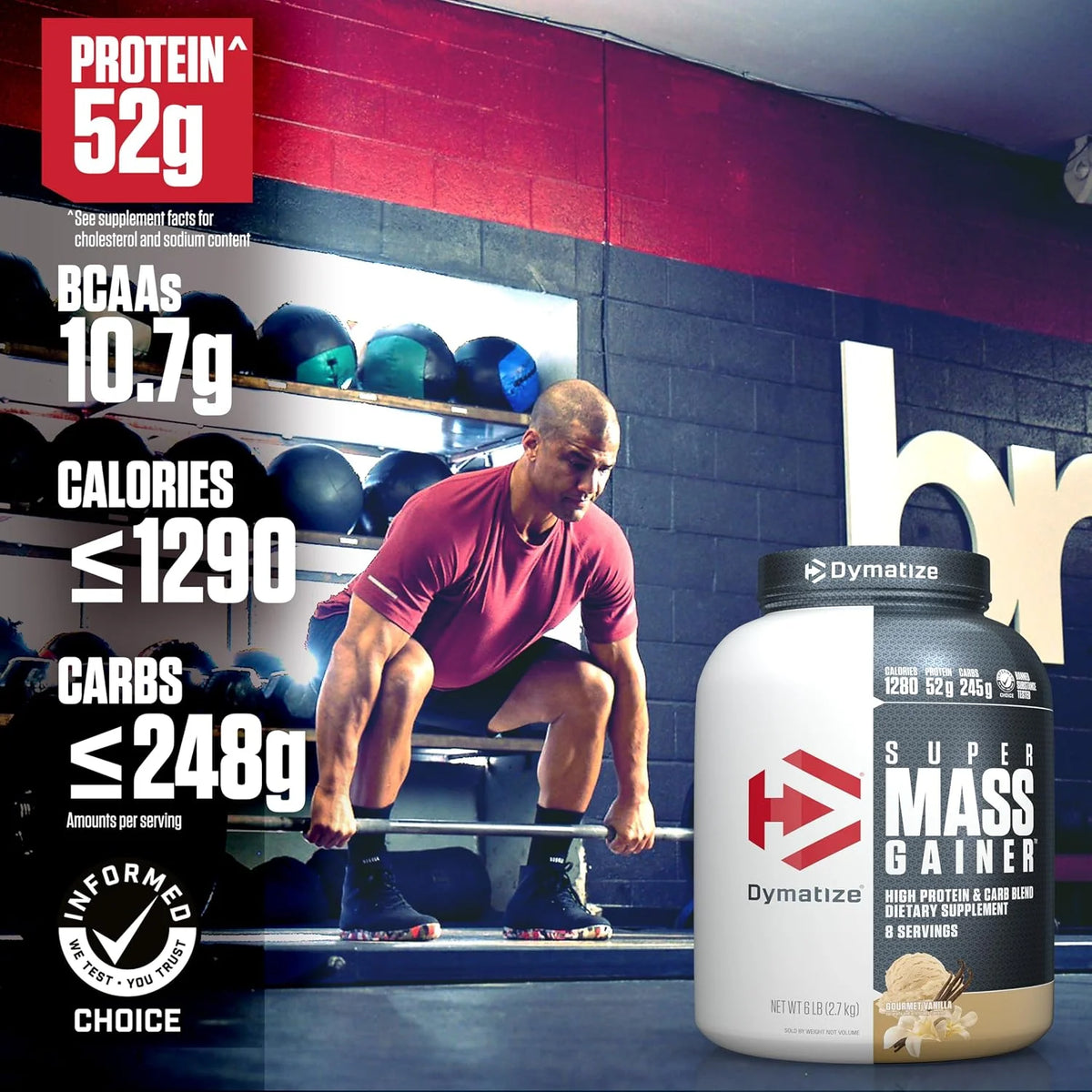 Dymatize Super Mass Gainer 52g Protein Powder, Rich Chocolate, 6 lb