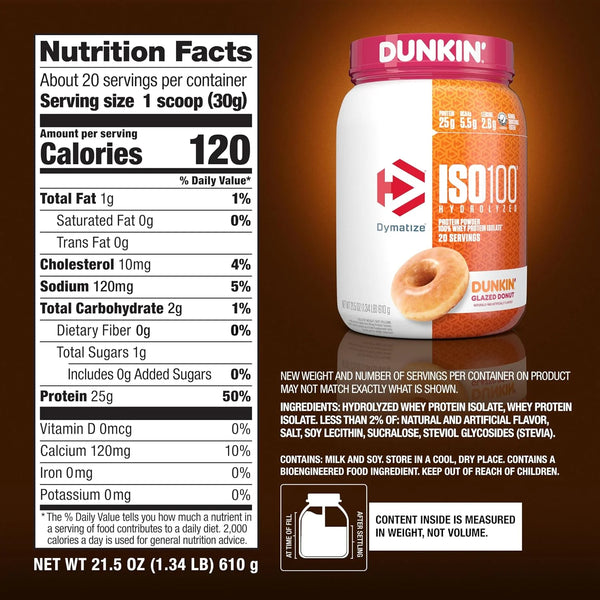 Dymatize ISO100 Protein Powder, 100% Whey Isolate, Gourmet Vanilla