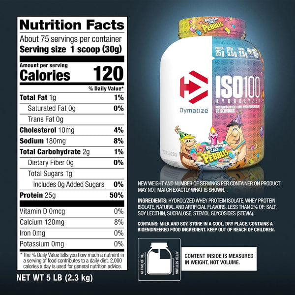 Dymatize ISO100 Protein Powder, 100% Whey Isolate, Cocoa Pebbles