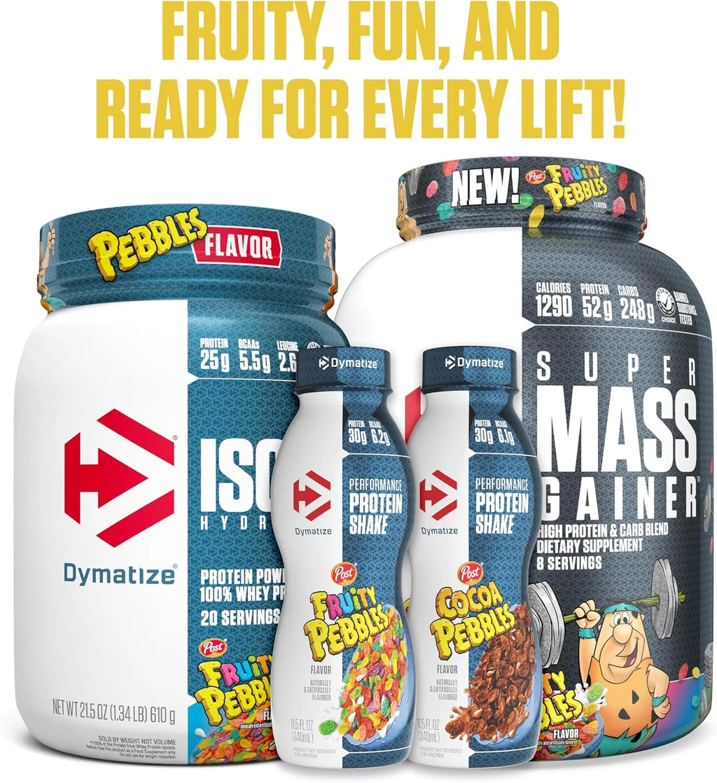 Dymatize x Fruity Pebbles ISO100 Whey Protein Powder Isolate, 25g of Protein, 20 Servings, 5.5g BCAAs, 120 Cal., Gluten Free, 1g Fat, 1g Sugar, 2g Carb (24 Servings)