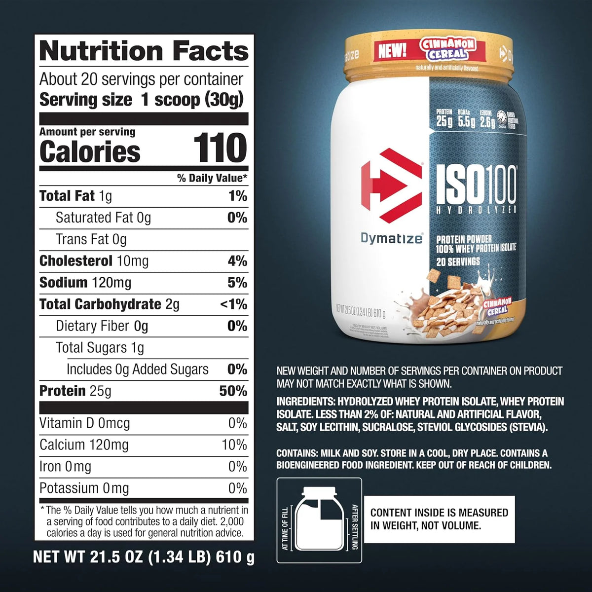 Dymatize ISO100 Protein Powder, 100% Whey Isolate, Gourmet Vanilla
