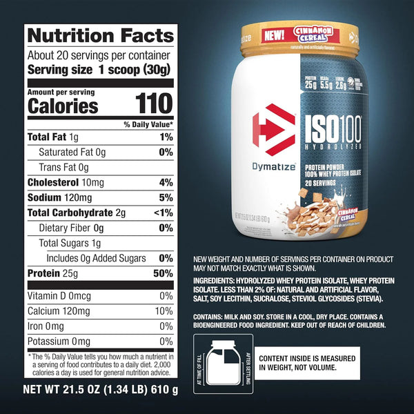 Dymatize ISO100 Protein Powder, 100% Whey Isolate, Gourmet Vanilla