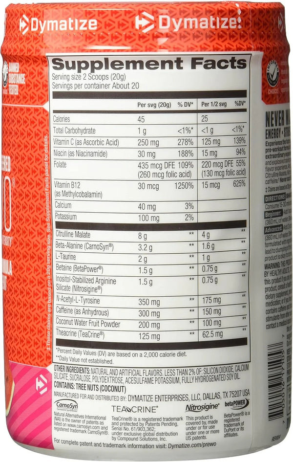 Dymatize Pre Workout Supplement, Cherry Watermelon, 400 Gram