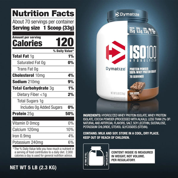 Dymatize ISO100 Protein Powder, 100% Whey Isolate, Gourmet Vanilla