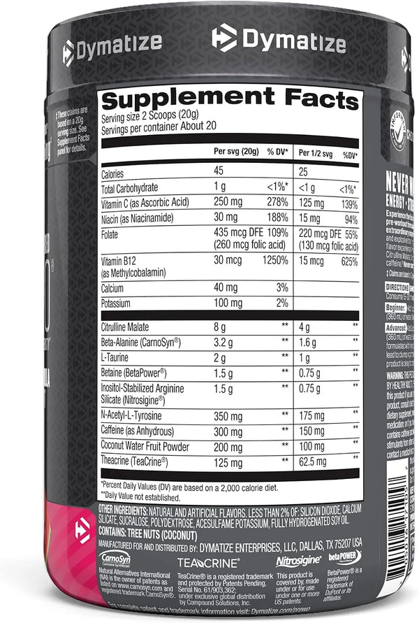 Dymatize Pre Workout Supplement, Cherry Watermelon, 400 Gram