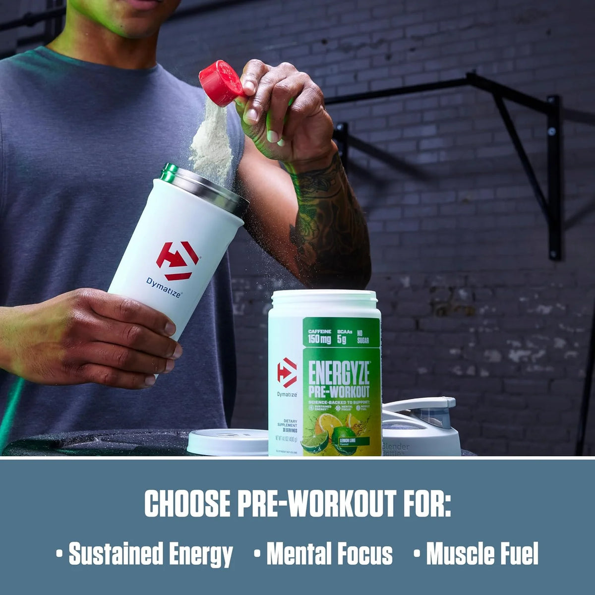 Bundle of Dymatize Energyze Pre Workout Powder and Creatine Monohydrate Combo for Training and Recovery