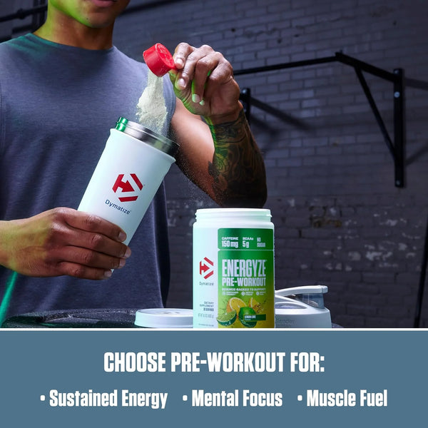 Bundle of Dymatize Energyze Pre Workout Powder and Creatine Monohydrate Combo for Training and Recovery