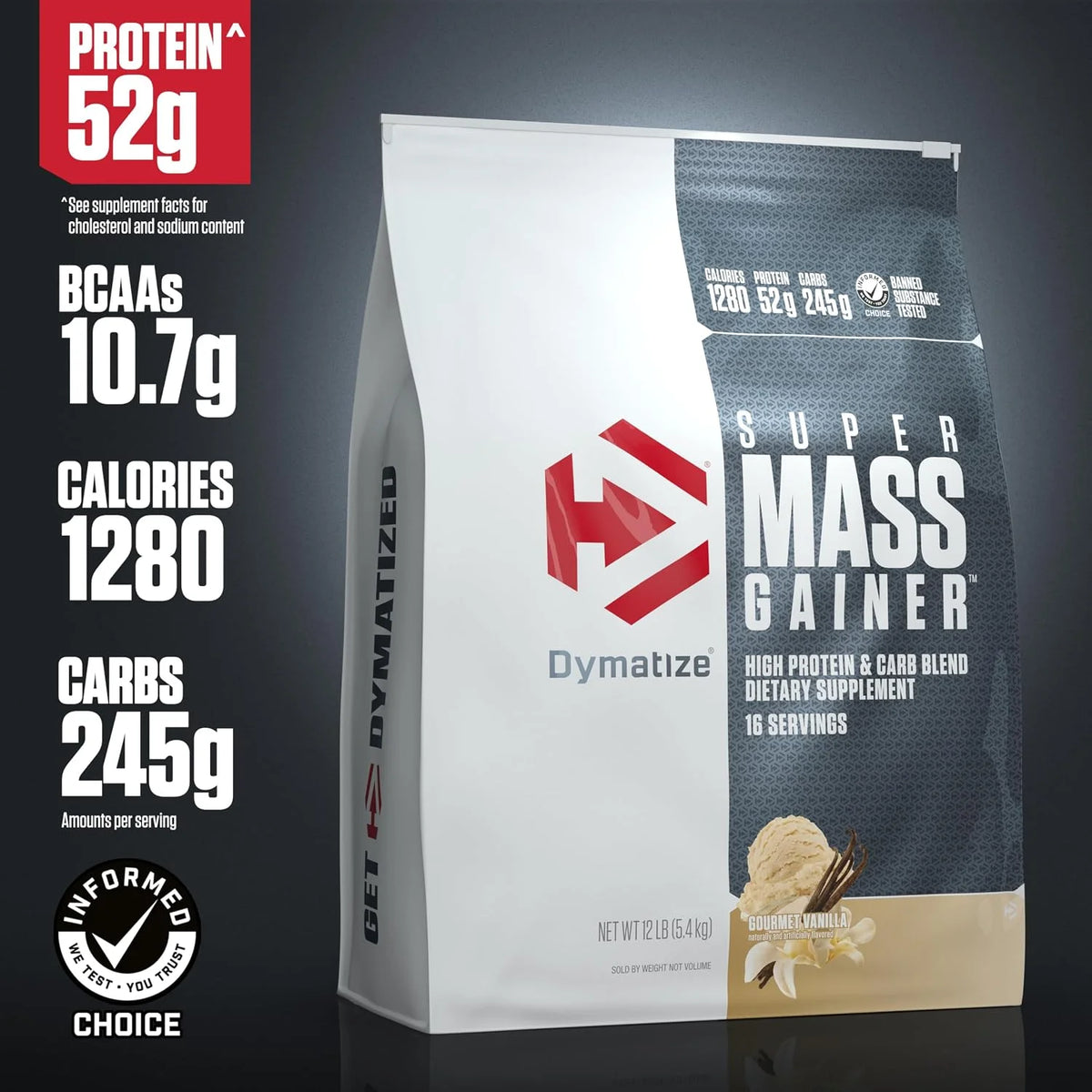 Dymatize Super Mass Gainer 52g Protein Powder, Rich Chocolate, 6 lb