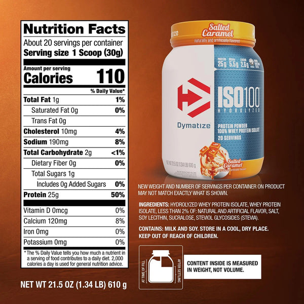 Dymatize ISO100 Protein Powder, 100% Whey Isolate, Gourmet Vanilla