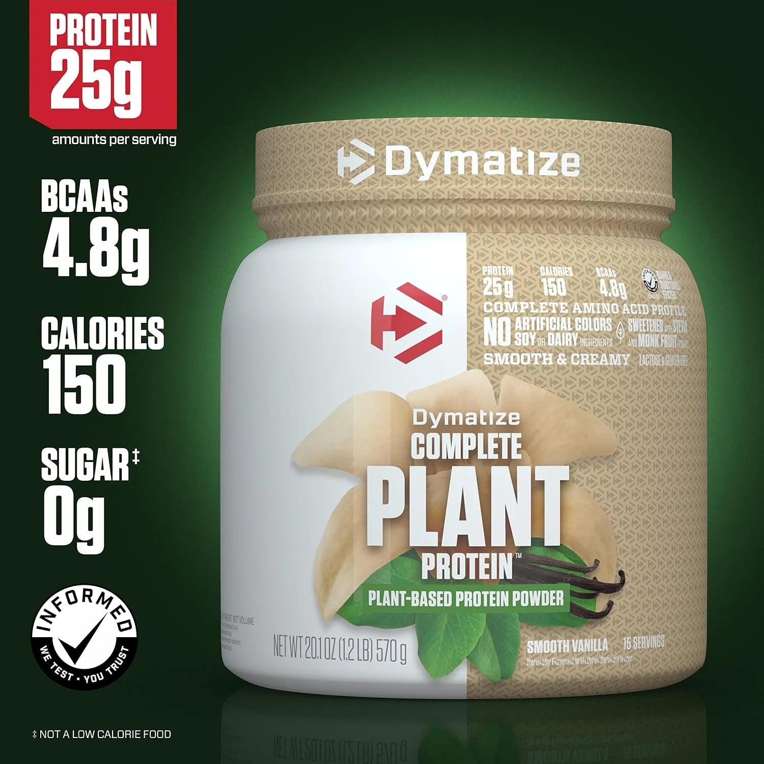 Dymatize Vegan Plant Protein, Smooth Vanilla, 25g Protein, 4.8g BCAAs, Complete Amino Acid Profile, 15 Servings Secondary image