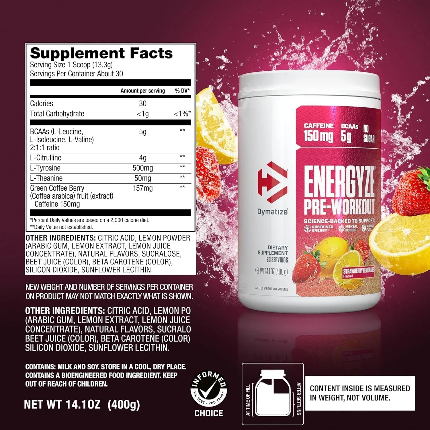 Bundle of Dymatize Energyze Pre Workout Powder and Creatine Monohydrate Combo for Training and Recovery Secondary image