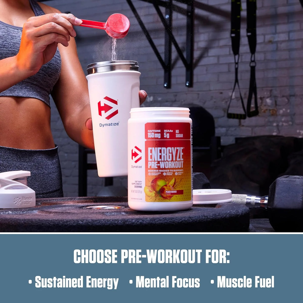 Bundle of Dymatize Energyze Pre Workout Powder and Creatine Monohydrate Combo for Training and Recovery