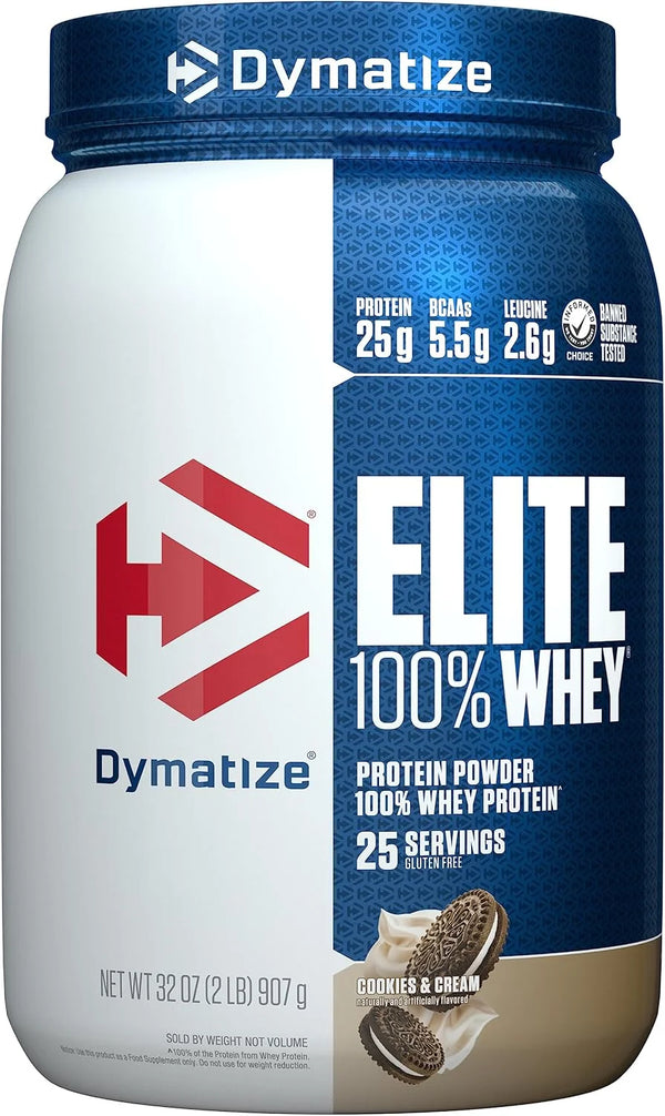 Dymatize Elite WHEY 25g Protein Powder, Cookies & Cream, 63 Servings