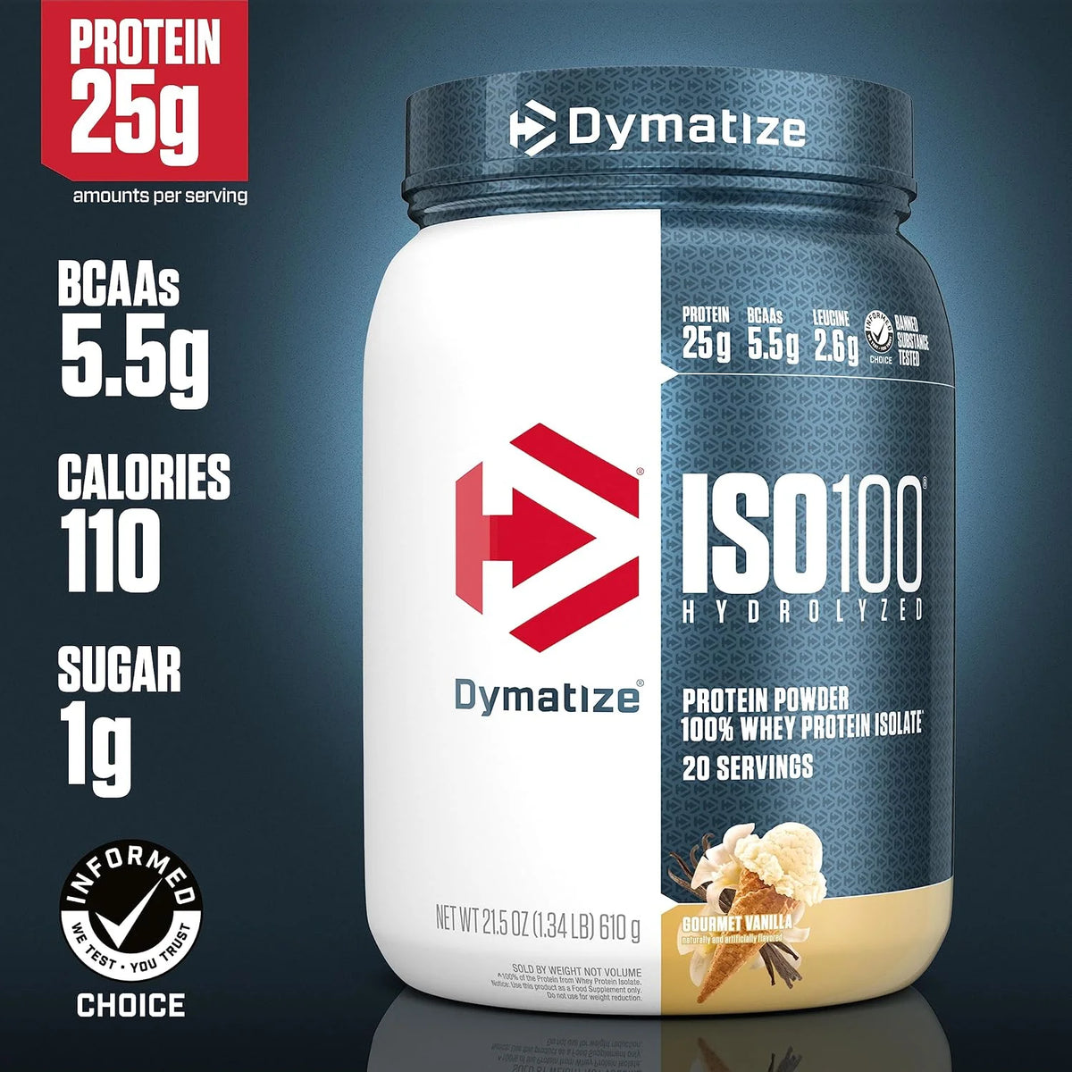 Dymatize ISO100 Protein Powder, 100% Whey Isolate, Gourmet Vanilla