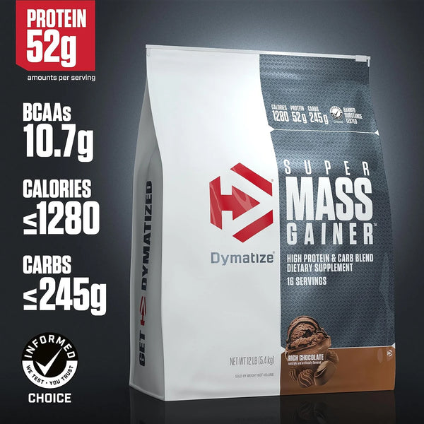 Dymatize Super Mass Gainer 52g Protein Powder, Rich Chocolate, 6 lb