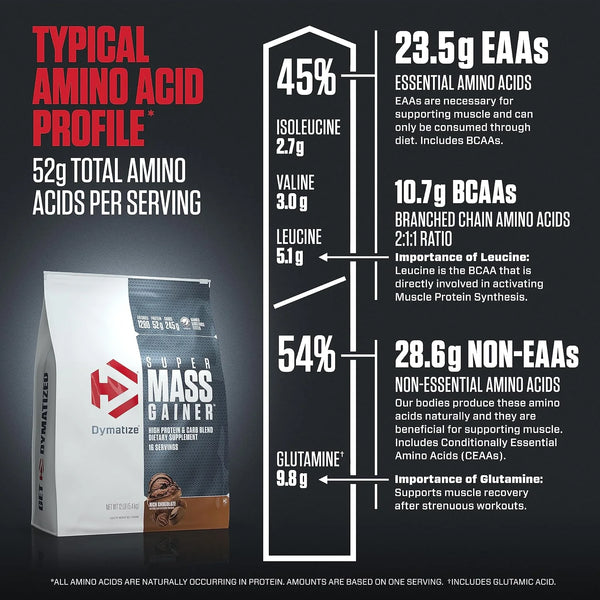 Dymatize Super Mass Gainer 52g Protein Powder, Rich Chocolate, 6 lb