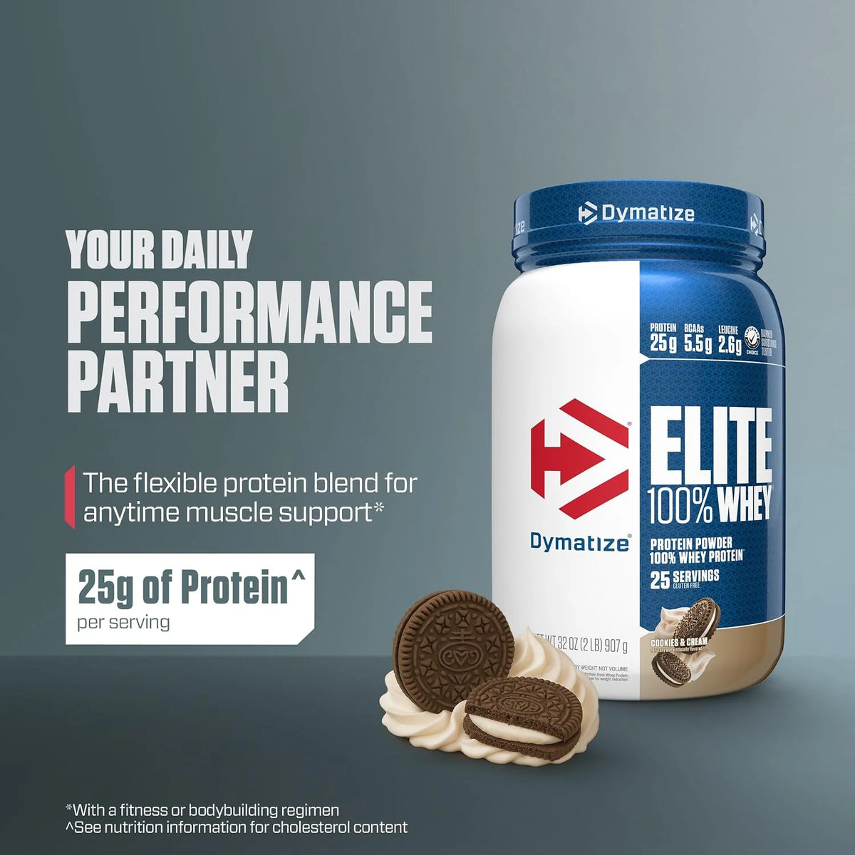 Dymatize Elite WHEY 25g Protein Powder, Cookies & Cream, 63 Servings
