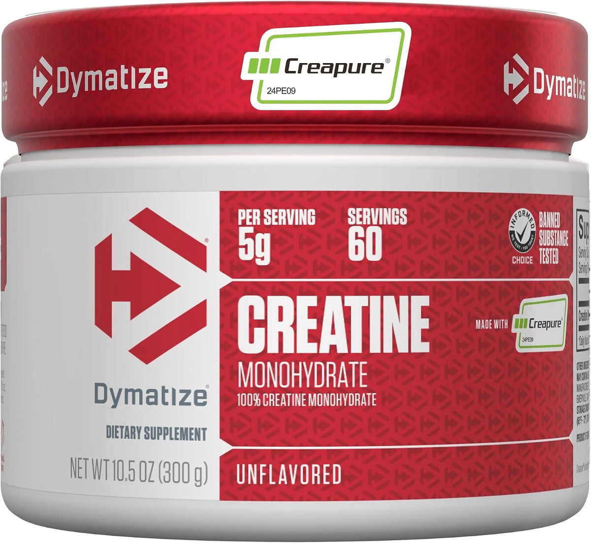 Dymatize Creatine Monohydrate Powder with CREAPURE (Product of Germany), 5g Per Serving, 60 Servings (300g), Creatine for Women and Men, Gluten Free Main image